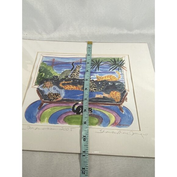 Childless Cat Lady Gift Sharon MacDougall San Francisco Print Matted Signed - Picture 9 of 11